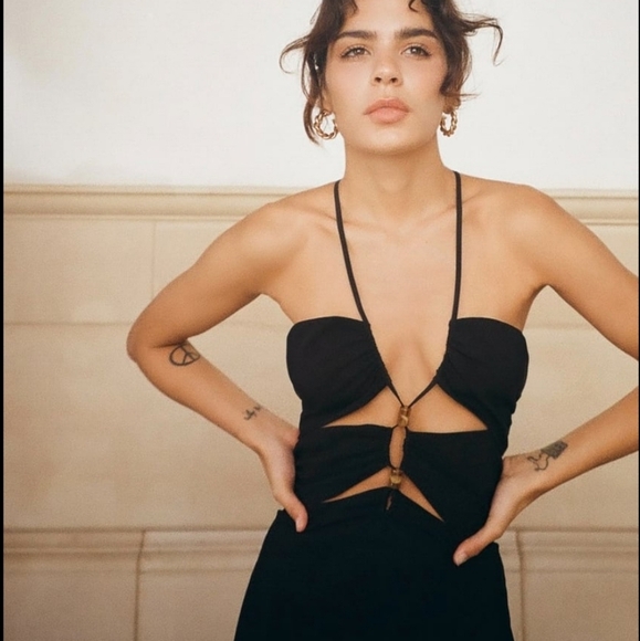 NWT Zara Black Beaded Strappy Maxi Dress - Picture 2 of 10